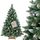 FairyTrees Weihnachtsbaum künstlich 150cm Kiefer mit Christbaum Holzständer | Tannenbaum künstlich mit Natur-Weiss beschneit | Made in EU