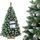 FAIRYTREES Weihnachtsbaum künstlich Kiefer, Natur-Weiss beschneit, Material PVC, echte Tannenzapfen, inkl. Holzständer, 180cm