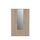 FORTE NIKO Schrank 120 130, Kleiderschrank mit Spiegel, Drehtürenschrank Skandinavisch 3-türig, mit 2 Schubladen, Einlegeböden und Kleiderstange, Sonoma Eiche, 123 cm breit x 185 cm hoch x 53 cm tief