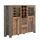 FORTE Clif Highboardvitrine mit 3 Türen unf 2 Glastüren, Holzwerkstoff, Old –Wood Vintage/ Betonoptik Dunkelgrau, 151,3 x 125,4 x 41,5 cm