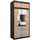 KRYSPOL Schwebetürenschrank Madryt 120 cm mit Spiegel Kleiderschrank mit Kleiderstange und Einlegeboden Schlafzimmer- Wohnzimmerschrank Schiebetüren (Schwarz + Artisan Eiche mit Erweiterung)