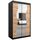 KRYSPOL Schwebetürenschrank Madryt 120 cm mit Spiegel Kleiderschrank mit Kleiderstange und Einlegeboden Schlafzimmer- Wohnzimmerschrank Schiebetüren Modern Design (Schwarz + Artisan Eiche)
