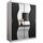 KRYSPOL Schwebetürenschrank Madryt 150 cm mit Spiegel Kleiderschrank mit Kleiderstange und Einlegeboden Schlafzimmer- Wohnzimmerschrank Schiebetüren Modern Design (Weiß + Schwarz)