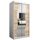 KRYSPOL Schwebetürenschrank Madryt 100 cm mit Spiegel Kleiderschrank mit Kleiderstange und Einlegeboden Schlafzimmer- Wohnzimmerschrank Schiebetüren Modern Design (Weiß + Sonoma)