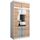 KRYSPOL Schwebetürenschrank Madryt 120 cm mit Spiegel Kleiderschrank mit Kleiderstange und Einlegeboden Schlafzimmer- Wohnzimmerschrank Schiebetüren (Weiß + Artisan Eiche mit Erweiterung)