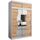 KRYSPOL Schwebetürenschrank Madryt 150 cm mit Spiegel Kleiderschrank mit Kleiderstange und Einlegeboden Schlafzimmer- Wohnzimmerschrank Schiebetüren (Weiß + Artisan Eiche mit Erweiterung)