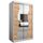 KRYSPOL Schwebetürenschrank Madryt 120 cm mit Spiegel Kleiderschrank mit Kleiderstange und Einlegeboden Schlafzimmer- Wohnzimmerschrank Schiebetüren Modern Design (Weiß + Artisan Eiche)