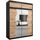 KRYSPOL Schwebetürenschrank Madryt 180 cm mit Spiegel Kleiderschrank Kleiderstange und Einlegeboden Schlafzimmer- Wohnzimmerschrank Schiebetüren Modern Design (Schwarz + Artisan Eiche mit Erweiterung)