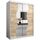 KRYSPOL Schwebetürenschrank Madryt 150 cm mit Spiegel Kleiderschrank mit Kleiderstange und Einlegeboden Schlafzimmer- Wohnzimmerschrank Schiebetüren Modern Design (Weiß + Sonoma)