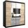 KRYSPOL Schwebetürenschrank Madryt 180 cm mit Spiegel Kleiderschrank mit Kleiderstange und Einlegeboden Schlafzimmer- Wohnzimmerschrank Schiebetüren Modern Design (Schwarz + Sonoma)