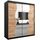 KRYSPOL Schwebetürenschrank Madryt 180 cm mit Spiegel Kleiderschrank Kleiderstange und Einlegeboden Schlafzimmer- Wohnzimmerschrank Schiebetüren Modern Design (Schwarz + Artisan Eiche)