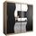KRYSPOL Schwebetürenschrank Madryt 200 cm mit Spiegel Kleiderschrank mit Kleiderstange und Einlegeboden Schlafzimmer- Wohnzimmerschrank Schiebetüren Modern Design (Sonoma + Schwarz)