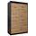 MEBLE KRYSPOL - Kleiderschrank, Schlafzimmerschrank - Schrank Zwei Türen - 4 Fachböden, 2 Stangen, Fachboden - Garderobenschrank York, Körperfarbe Schwarz, Frontfarbe Artisan - 120x62x200cm