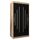 MEBLE KRYSPOL - Kleiderschrank, Schlafzimmerschrank - Schrank Zwei Türen - 4 Fachböden, 2 Stangen, Fachboden - Garderobenschrank York, Körperfarbe Sonoma, Frontfarbe Schwarz - 100x62x200cm