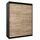 MEBLE KRYSPOL - Kleiderschrank, Schlafzimmerschrank - Schrank Zwei Türen - 4 Fachböden, 2 Stangen, Fachboden - Garderobenschrank York, Körperfarbe Schwarz, Frontfarbe Sonoma - 150x62x200cm