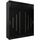 Kryspol Schwebetürenschrank York 200 cm Kleiderschrank mit Kleiderstange und Einlegeboden Schlafzimmer- Wohnzimmerschrank Schiebetüren Modern Design (Schwarz mit Erweiterung)