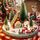 Weihnachtsdorf-Sets, 33 cm, Eichenholz, Lazy Susan für Tischdekoration, Tischdekoration für Tisch, Weihnachtsdekoration, Bäume, Schneemann, Elefant, Weihnachtsmann, Rentier, Zug für Festliche