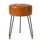 IBUYKE Runde Fußstütze aus Kunstleder, Make-up-Hocker, PU-Schminktisch, Sitzpuff, Couchhocker, goldene Stahlbeine, Hellbraun L/G-31J