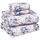 RUVANTI Bettwäsche aus 100% Baumwolle, 4-teiliges Bettwäscheset, blaues Blumenmuster, Queen-Size-Bettlaken, weicher, atmungsaktiver Stoff, Tiefe Spannbettlaken, 1 Spannbetttuch, 2 Kissenbezüge