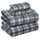 RUVANTI Bettlaken-Set aus 100% Baumwolle, atmungsaktive Perkal-Webart, 35,6 cm Tiefe Taschen, Hotelstandard, kühl, gestreift, California-King-Size, 4-teilig, Grünliches blaues Karomuster