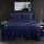 Homiest 4-teiliges Satin-Bettwäsche-Set, luxuriöses, seidiges Satin-Bettwäsche-Set mit tiefer Tasche, 1 Spannbetttuch + 1 Bettlaken + 2 Kissenbezüge (King-Size, Marineblau)