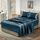 Homiest 4-teiliges extra tiefes Satin-Bettwäsche-Set, volle Größe, 45.7,61 cm tiefe Taschen-Bettlaken, tiefseeblaues Satin-Bettlaken-Set, weiches Spannbetttuch-Set, passend für ultratiefe Matratzen