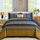 WONGS BEDDING Boho-Steppdecken-Set Queen-Size – Boho-Gestreiftes Bettdecken-Set mit 2 Kissenbezügen, Blau-braunes Steppdecken-Set für Bauernhaus-Schlafzimmer (Queen, 244 x 229 cm)