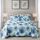 HoneiLife Bettwäsche-Set, Queen-Size-Größe, 3-teilig, Mikrofaser-Steppdecken, wendbar, Tagesdecken, bedruckt, Blumenmuster, für alle Jahreszeiten, Tagesdecke, Spritztinte, Blau und Cyan