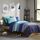 Comfort Spaces Bettwäsche-Set für Doppelbetten mit Laken, Bed in a Bag, 6-teilig, für Teenager, Marineblau und grau gestreift, Doppelbett, 2 Seitentaschen, Schlafzimmer-Organizer