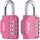 Diyife 2 Pack 4 Stellig Zahlencode Schloss, Vorhängeschloß, Rücksetzbar Zahlenschloss, Wasserdicht Zahlen Schloss für Spind, Garage, Koffer - Rosa