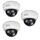 BASI | 3er Set Dome Kamera-Attrappe mit blinkendem LED-Licht | Dummy Kamera | Objektiv Überwachungskamera für den Innen- und geschützten Außenbereich | Wand- Deckenmontage | Weiß | CCTV