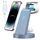 3 in 1 für iPhone Ladestation Schnelles Kabelloses Ladegerät - Wireless Charger für iPhone 17 Air 16e 16 15 14 13 12 11 X Pro Max & für Apple Watch und für Air Pods 4 3 2 Pro mit 18W Adapter (Blau)