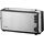 SEVERIN Automatik-Langschlitztoaster, Automatik-Toaster mit Brötchenaufsatz, aus Edelstahl, zum Toasten, Auftauen und Erwärmen, 1.000 W, Edelstahl-gebürstet/schwarz, AT 2515