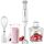 FRESKO 4-in-1 Stabmixer, 1000W Pürierstab Edelstahl, Stufenlose Geschwindigkeitssteuerung und Turbo, Inkl. 500ml Lebensmittelhacker und 700ml Messbecher, für Babynahrung, Suppen, Smoothies, Weiß