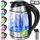 KESSER® Wasserkocher 1,8L Edelstahl mit LED Beleuchtung-Farbe je nach Temperaturwahl 60, 70, 80, 90, 100 °C | Glaswasserkocher, Platzsparend, Warmhaltefunktion inkl. Teesieb-Einsatz und Kalk-Filter