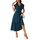 Awemeal Kleid Damen Sommer Elegant V-Ausschnitt Kurzarm Lang Sommerkleid Boho Blumenkleid mit Gürtel Rüschen Saum Wickelkleid Strandkleid A Linie Fließend Maxikleid （L, See Blau）