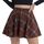 DJT Damen Mädchen Basic Solid Dehnbaren Informell Mini Skater Rock mit Shorts Braun Kariert XL