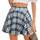 DJT Damen Mädchen Basic Solid Dehnbaren Informell Mini Skater Rock mit Shorts Blau Kariert XX-Large