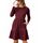 Zeagoo Damen Kleider Langarm Rundhals Herbstkleid mit Taschen Elegant Knielang Kleid Winter Frühling Weinrot S