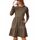Zeagoo Damen Kleider Langarm Rundhals Herbstkleid mit Taschen Elegant Knielang Kleid Winter Frühling Braun S