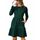 Zeagoo Damen Kleider Langarm Rundhals Herbstkleid mit Taschen Elegant Knielang Kleid Winter Frühling Grün XL