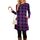 NARRAME Party-Pullover-Kleider für Damen, Frühling, Herbst, lässige Knöpfe, seitliches Langarmkleid mit Taschen, X-Large, Karo Lila Schwarz