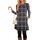 NARRAME Winter-Pullover-Kleider für Damen, Midi-Langarm, Kausale Knöpfe, seitliches Tunika-Kleid mit Taschen, MittelGrün Schwarz-Kariert