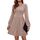 Hotouch Strickkleid Damen Winter Kleider Langarm Kleid Weihnachten Knielang Winterkleid Weihnachtskleid Rundhals Herbstkleid mit Taschen A-Linie Blusenkleid Khaki S