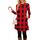 NARRAME Party-Pullover-Kleider für Damen, Frühling, Herbst, lässige Knöpfe, seitliches Langarmkleid mit Taschen, XL, Rot, Schwarz, kariert