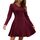 AUSELILY Strickkleid Damen Herbst Leichte A Linie Herbstkleid Langarm Kleider V Ausschnitt Winterkleid Elegant Pulloverkleid Weinrot 2XL