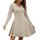 AUSELILY Strickkleid Damen Herbst Leichte A Linie Herbstkleid Langarm Kleider V Ausschnitt Winterkleid Elegant Pulloverkleid Aprikose 2XL