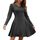 AUSELILY Strickkleid Damen Herbst Leichte A Linie Herbstkleid Langarm Kleider V Ausschnitt Winterkleid Elegant Pulloverkleid Dunkelgrau L