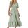 BebreezChic Sommerkleid Damen Lang Boho Elegant Kurzarm V-Ausschnitt Hohe Taille Swiss Dot Gerafft Blumen Strandkleid Maxikleid, Hellgrün S