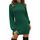 ZEAGOO Damen Kleider Langarm Strick Tunika Kleid Rollkragen Eng Stretch bequem Winterkleid Jumper Kleid Dunkelgrün L